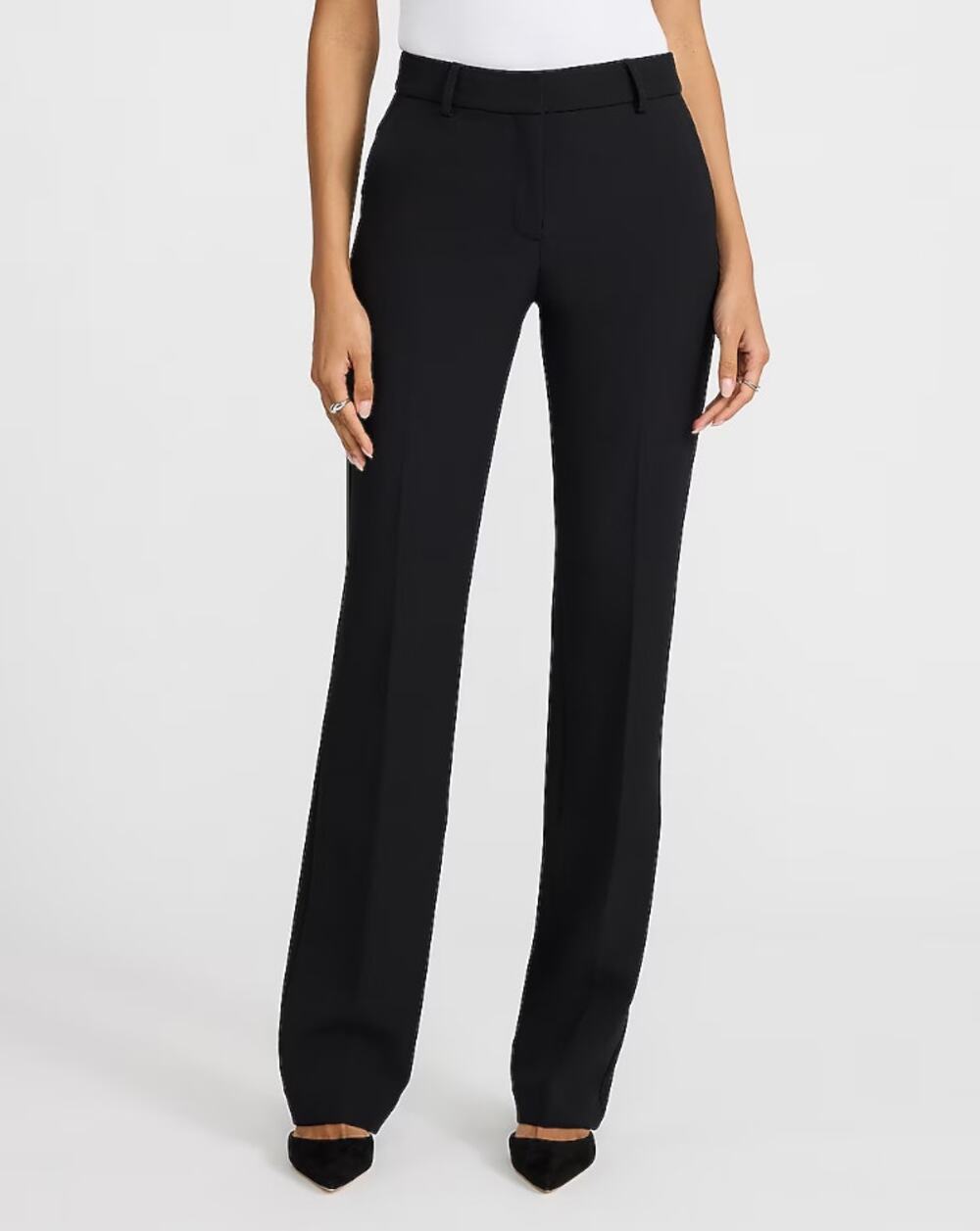 Express 'Editor' Mid-Rise Boot Cut Dress Pant in Black Twill Size 6 Regular